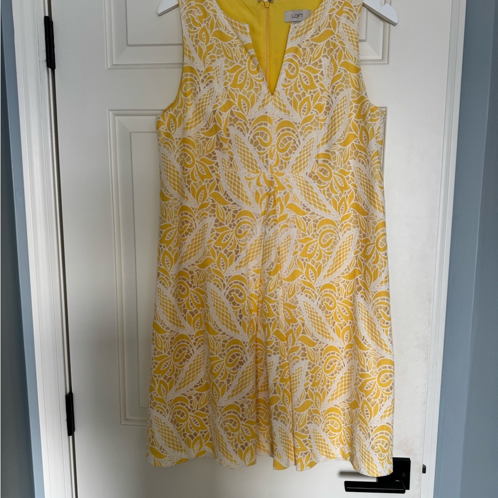 LOFT Yellow Floral Dress